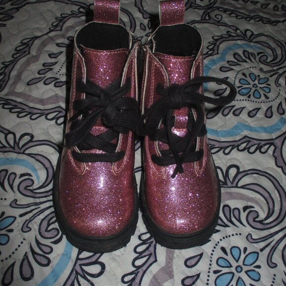 UGG Glittery Pink Kids Combat Boots size 10 toddler - Picture 4 of 8